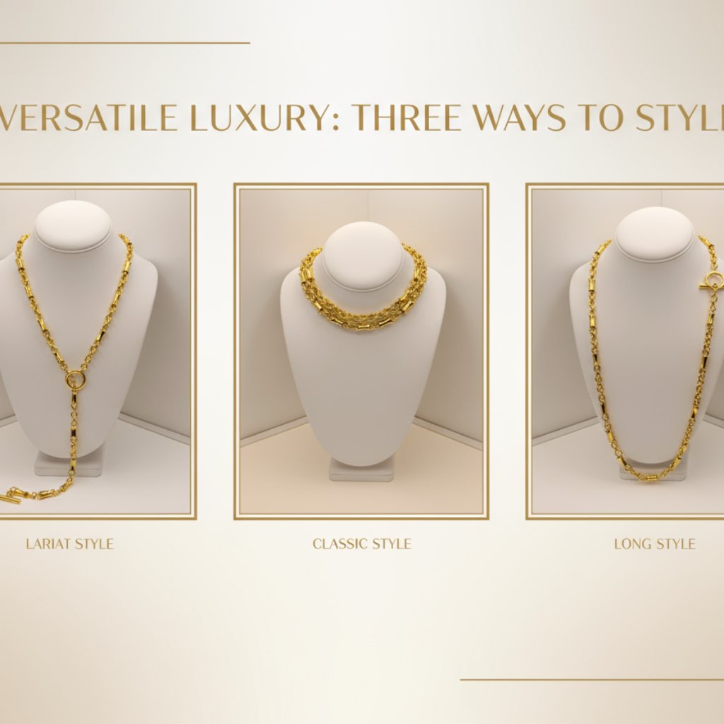 Ben-Amun Gold Necklace With Toggle Clasp Bamboo Link Chain 24-Karat Gold Plated 137$
